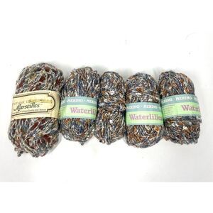 Vintage Waterlilies Merino Yarn + Reynolds Marseilles Yarn 5 Rolls 50 grams New